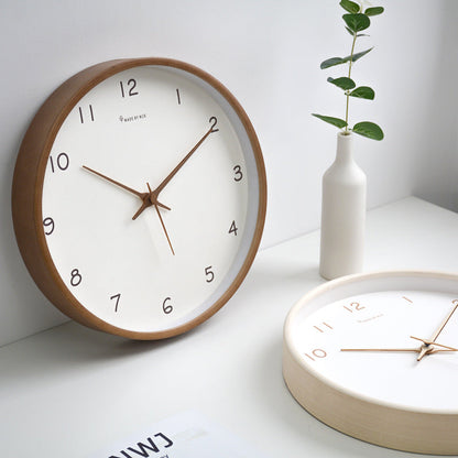 Solid Wood Wall Clock with Silent Movement and Minimalist Design