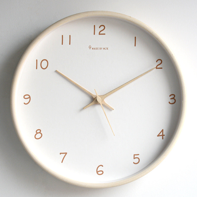 Solid Wood Wall Clock with Silent Movement and Minimalist Design