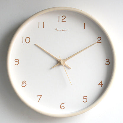 Solid Wood Wall Clock with Silent Movement and Minimalist Design