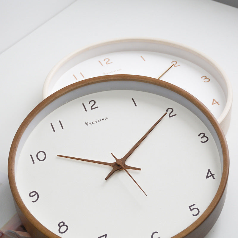 Solid Wood Wall Clock with Silent Movement and Minimalist Design
