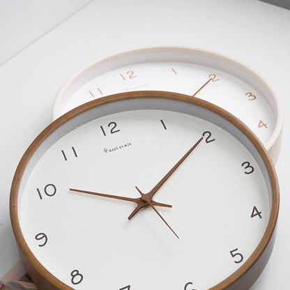 Solid Wood Wall Clock with Silent Movement and Minimalist Design