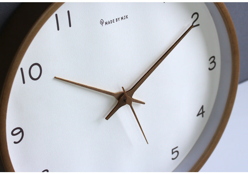 Solid Wood Wall Clock with Silent Movement and Minimalist Design