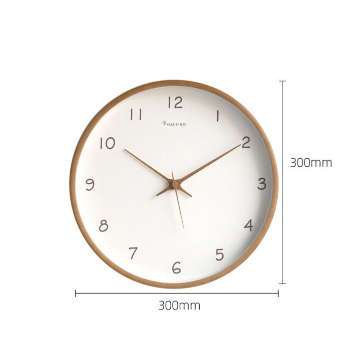 Solid Wood Wall Clock with Silent Movement and Minimalist Design