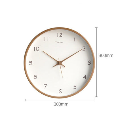 Solid Wood Wall Clock with Silent Movement and Minimalist Design