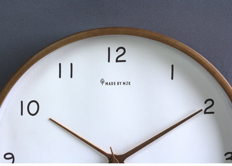 Solid Wood Wall Clock with Silent Movement and Minimalist Design