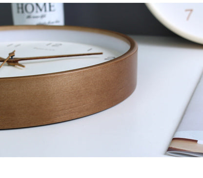 Solid Wood Wall Clock with Silent Movement and Minimalist Design