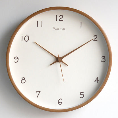 Solid Wood Wall Clock with Silent Movement and Minimalist Design