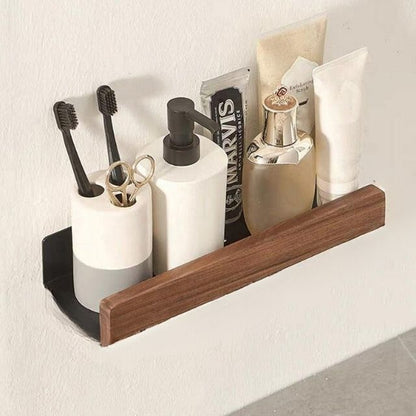 Solid Wood Wall Shelf with Self Adhesive Mounting and Water Resistant Finish