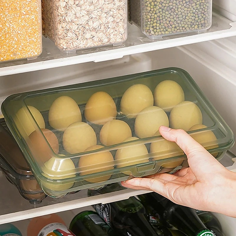 Stackable Egg Storage Organizer with Hinged Lid for Neat Refrigerator Storage