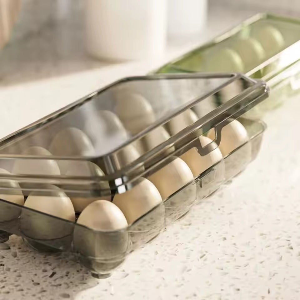 Stackable Egg Storage Organizer with Hinged Lid for Neat Refrigerator Storage