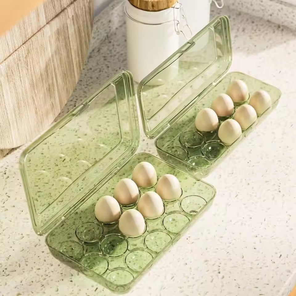Stackable Egg Storage Organizer with Hinged Lid for Neat Refrigerator Storage