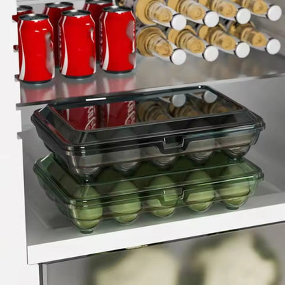 Stackable Egg Storage Organizer with Hinged Lid for Neat Refrigerator Storage