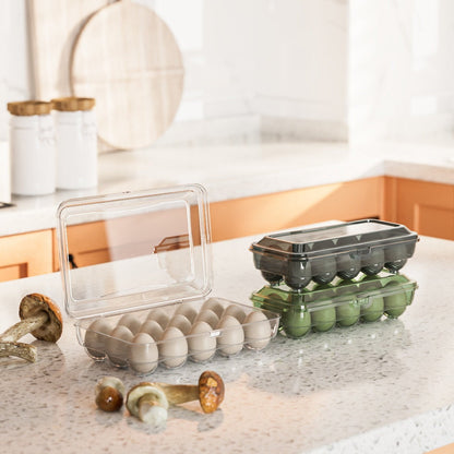 Stackable Egg Storage Organizer with Hinged Lid for Neat Refrigerator Storage