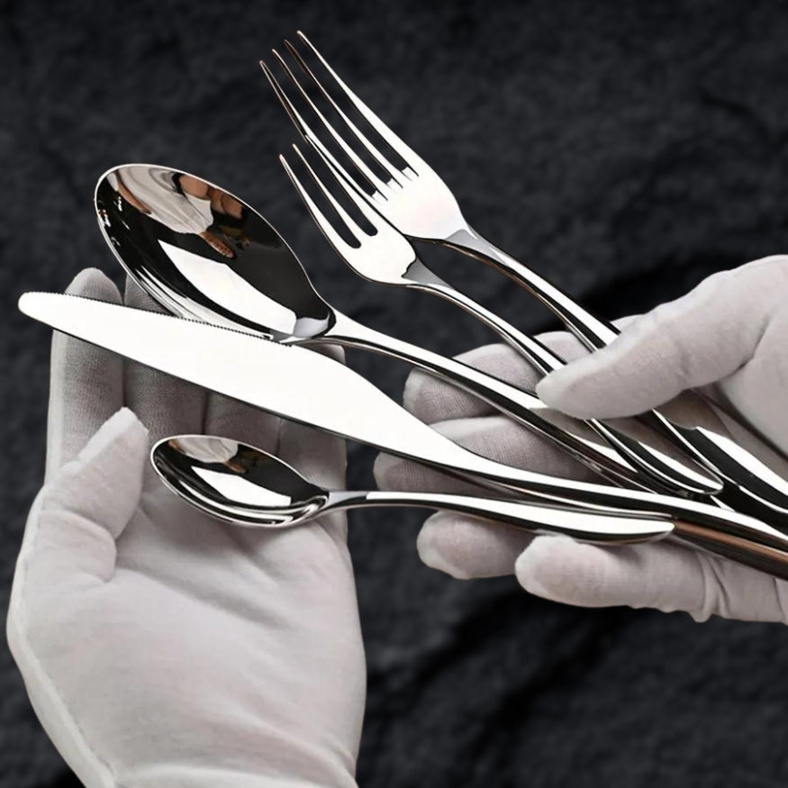 Stainless Steel Cutlery Set with Ergonomic Design and High-Gloss Finish