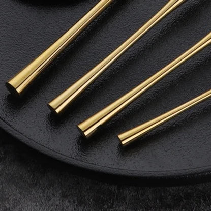 Stainless Steel Cutlery Set with Gold Accents and Polished Finish