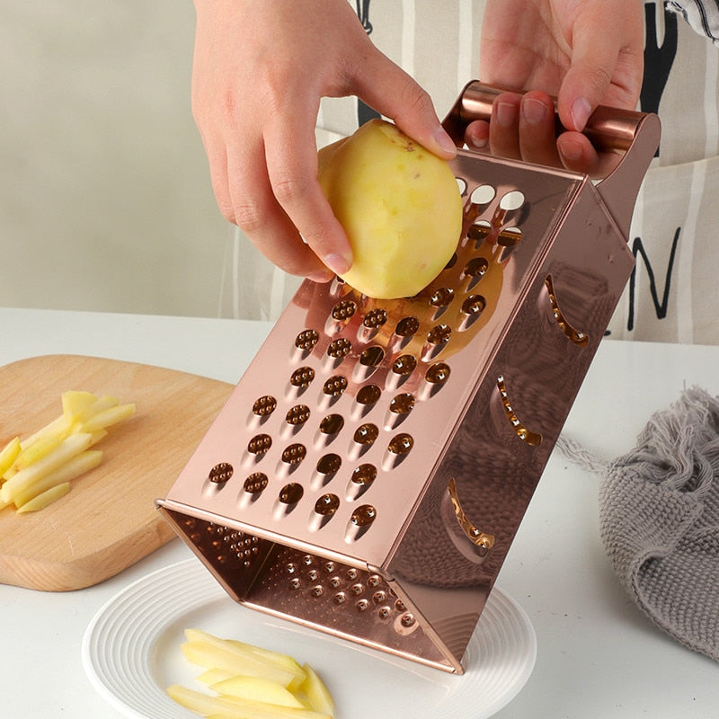 Stainless Steel Kitchen Grater with Polished Finish and Compact Design
