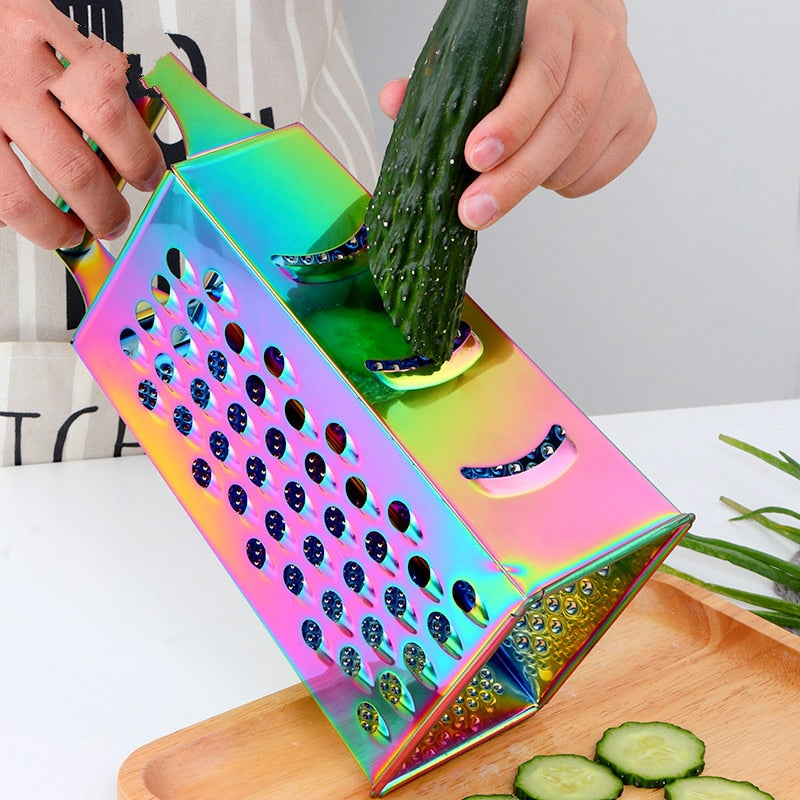 Stainless Steel Kitchen Grater with Polished Finish and Compact Design