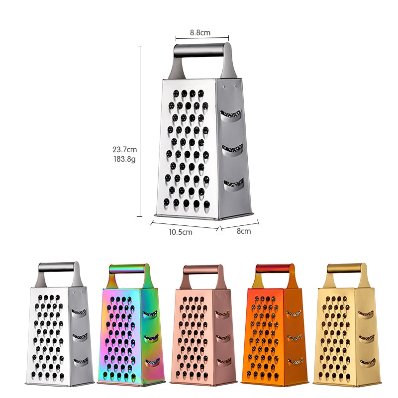 Stainless Steel Kitchen Grater with Polished Finish and Compact Design