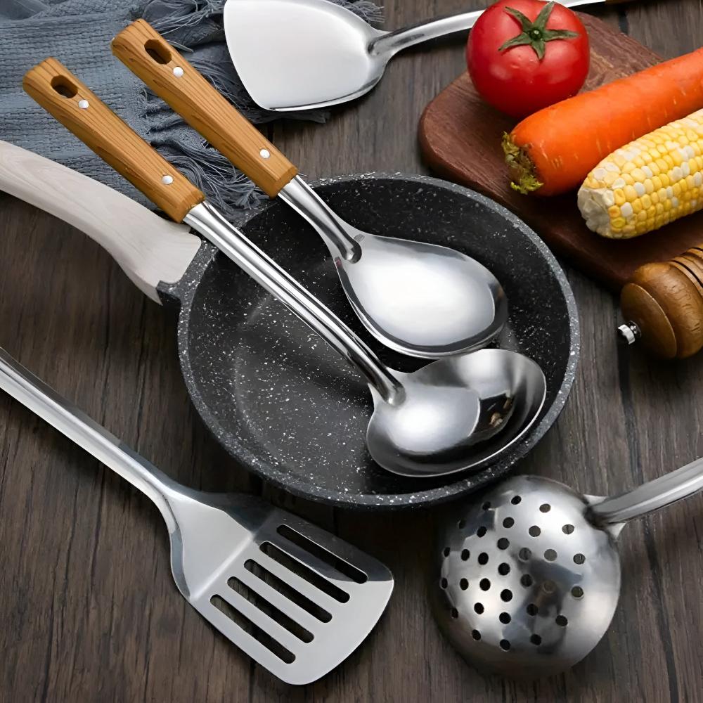 Stainless Steel Kitchen Utensil Set with Bakelite Handles