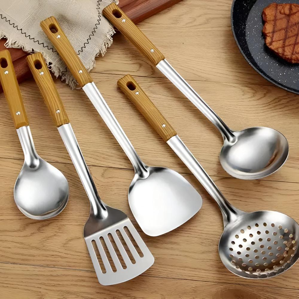 Stainless Steel Kitchen Utensil Set with Bakelite Handles