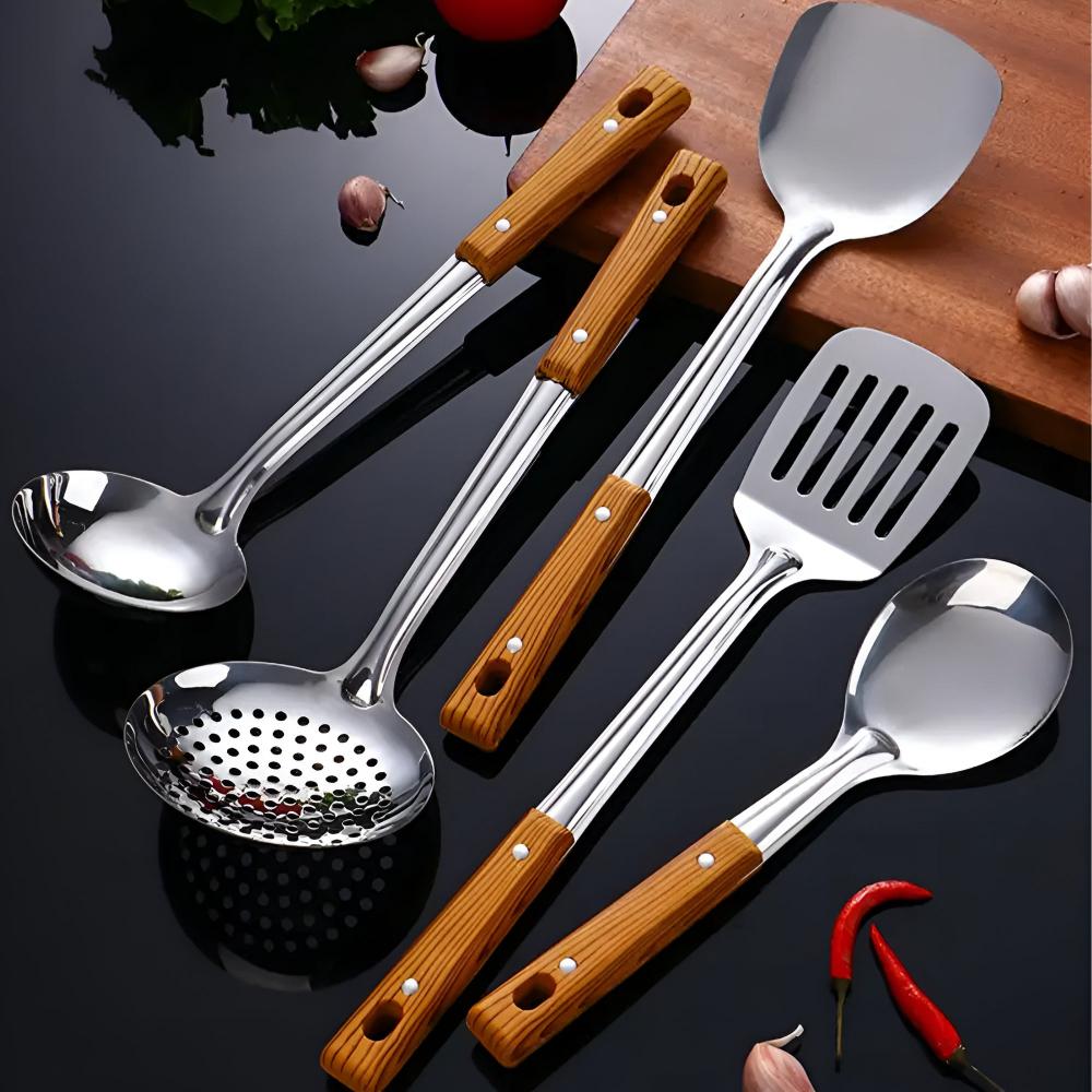 Stainless Steel Kitchen Utensil Set with Bakelite Handles