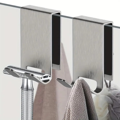 Stainless Steel Shower Hooks for Frameless Glass Doors, Polished Bathroom Towel Hooks