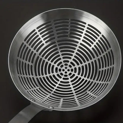 Stainless Steel Skimmer with Wooden Handle and Fine Mesh Design