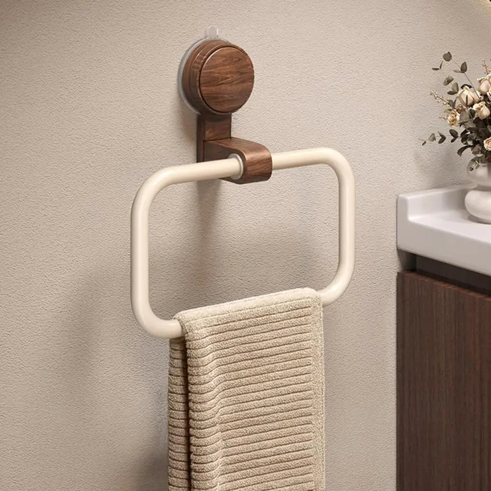 Stainless Steel Towel Holder with Walnut Accent – 180° Rotating Design