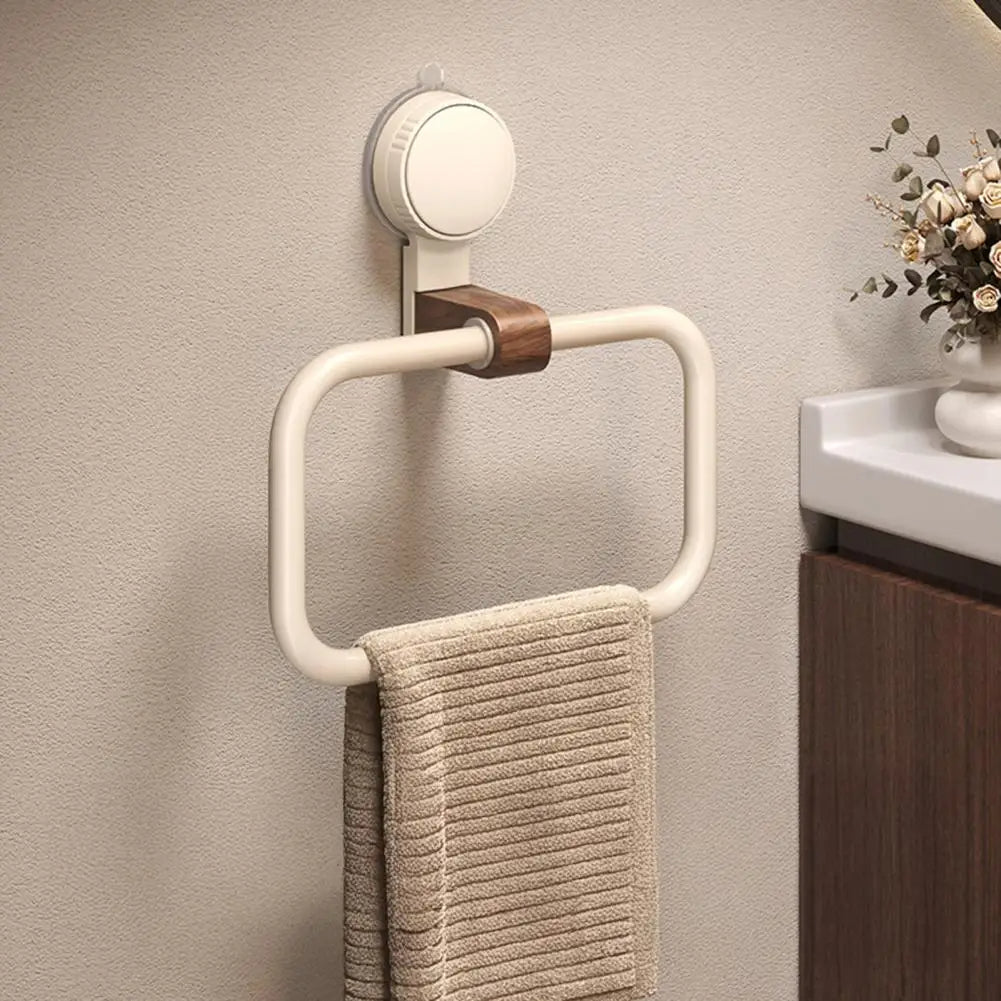 Stainless Steel Towel Holder with Walnut Accent – 180° Rotating Design