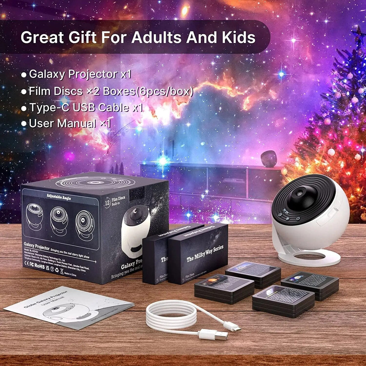 Star Projector Planetarium Light with 13 Galaxy Discs and Focus Adjustment