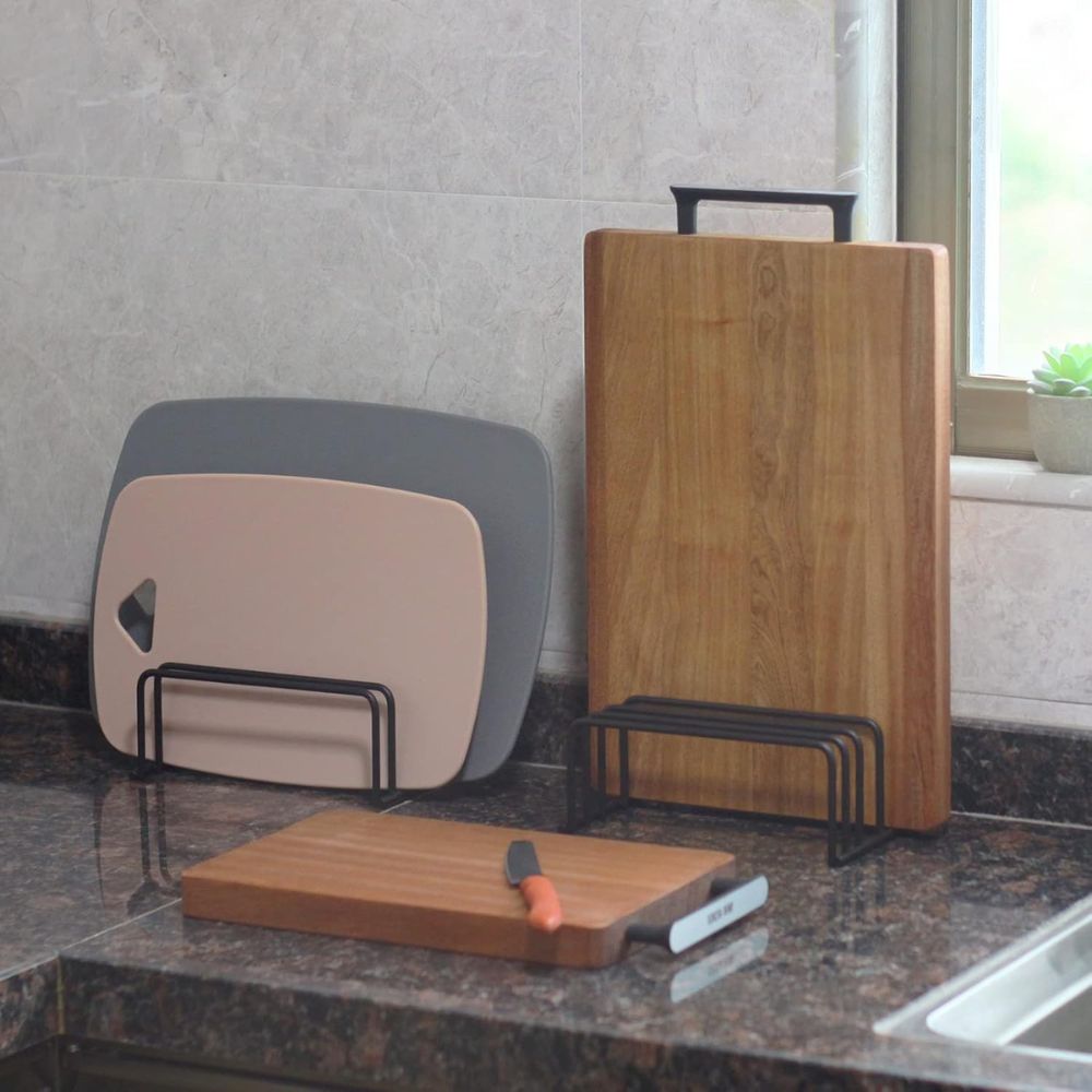 Steel Kitchen Storage Rack – 5-Slot Organiser for Cutting Boards, Baking Trays and Cookbooks