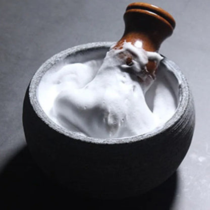 Stoneware Shaving Bowl for Soap and Cream Lather