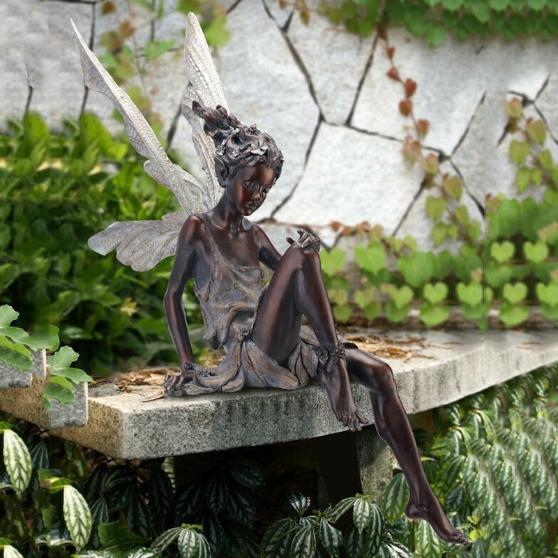 Sunflower Fairy Garden Statue Resin Outdoor Decorative Figurine
