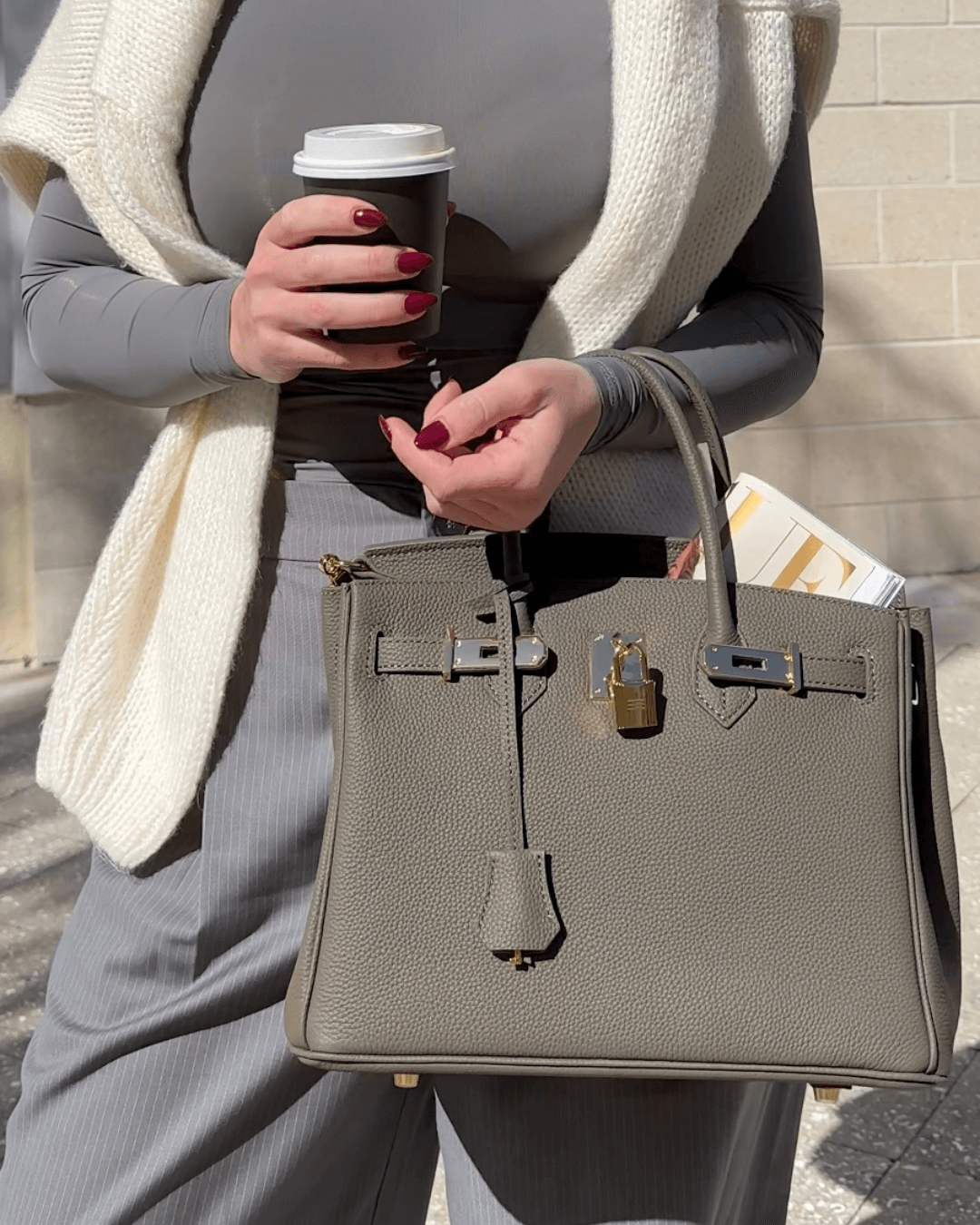 Synthetic Leather Bag with Spacious Interior and Felt Insert Organiser