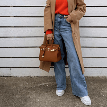 Synthetic Leather Bag with Spacious Interior and Felt Insert Organiser