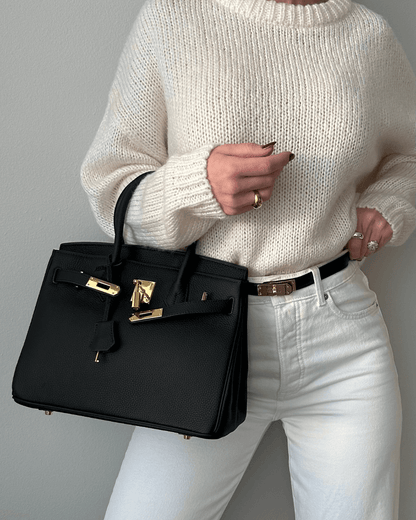 Synthetic Leather Bag with Spacious Interior and Felt Insert Organiser
