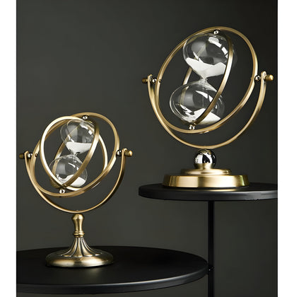 Elegant Gold Frame Hourglass Timer with Black or White Sand 30 or 60 Minute Timing