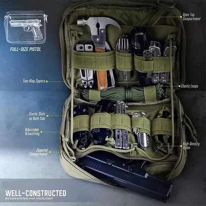 Tactical MOLLE Admin Pouch with Triple Magazine Storage and Elastic Organiser