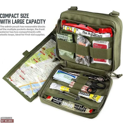 Tactical MOLLE Admin Pouch with Triple Magazine Storage and Elastic Organiser