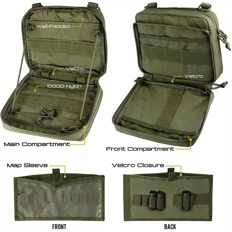 Tactical MOLLE Admin Pouch with Triple Magazine Storage and Elastic Organiser