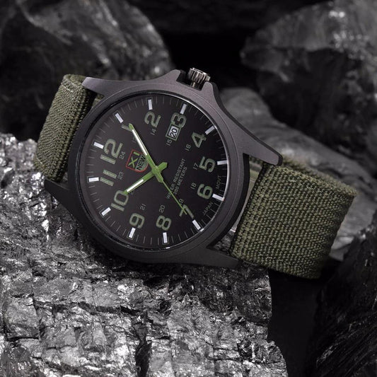 Tactical Men's Watch with LED Night Light and Shock Resistant Case