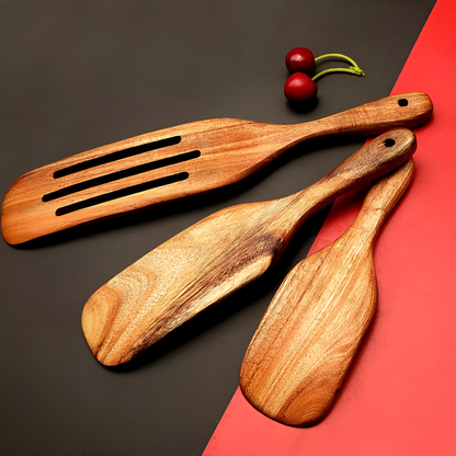 Teak Wood Kitchen Spatula Set for Gentle, Scratch-Free Cooking