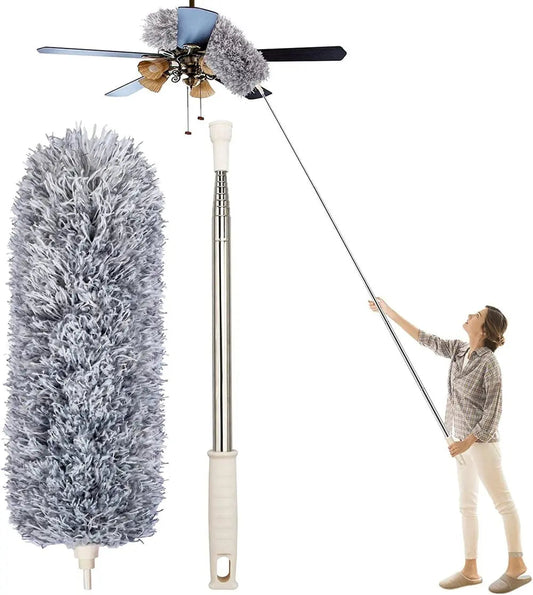 Telescopic Microfiber Duster with Flexible Head and Replacement Heads