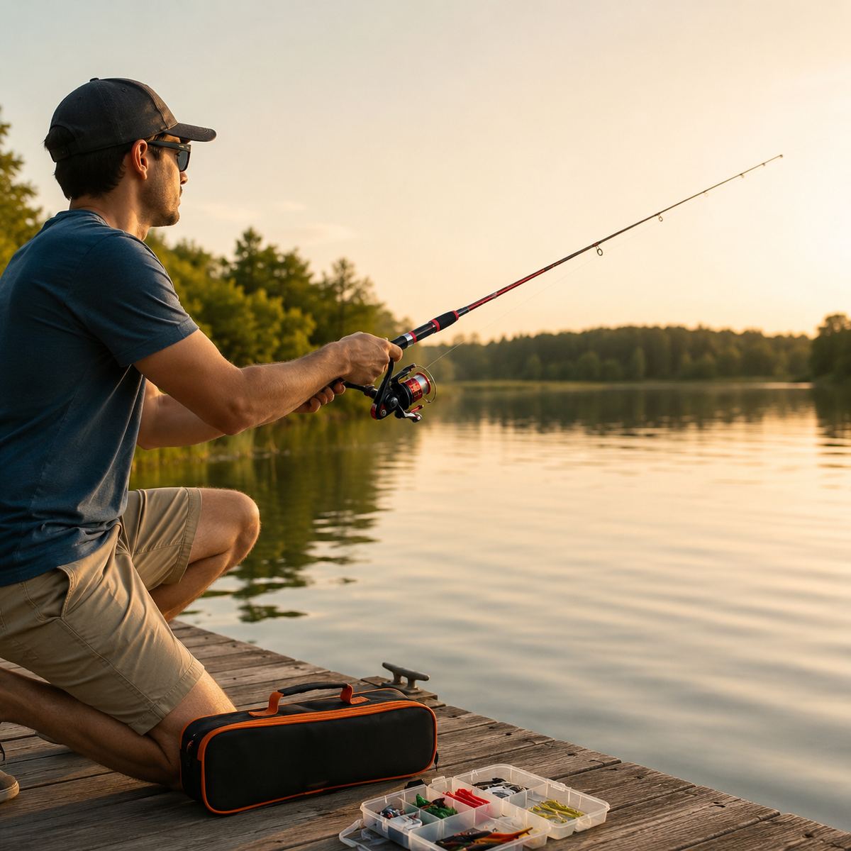 Telescopic Travel Fishing Rod Set with Spinning Reel Baits and Hooks
