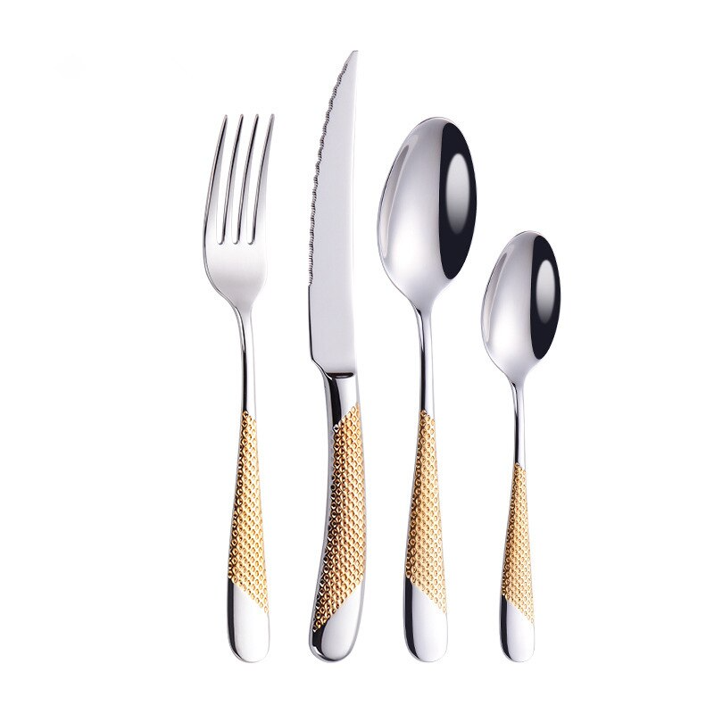 Textured 18/10 Stainless Steel Cutlery Set with Diagonal Handle Design