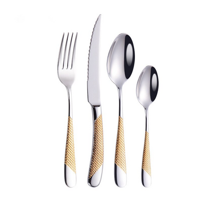 Textured 18/10 Stainless Steel Cutlery Set with Diagonal Handle Design