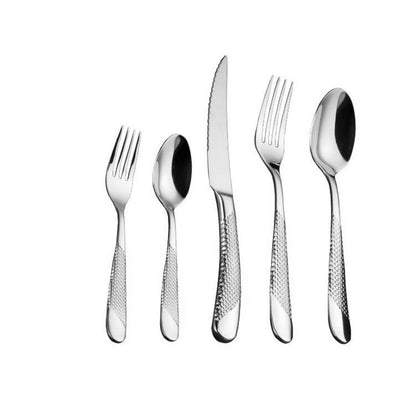 Textured 18/10 Stainless Steel Cutlery Set with Diagonal Handle Design