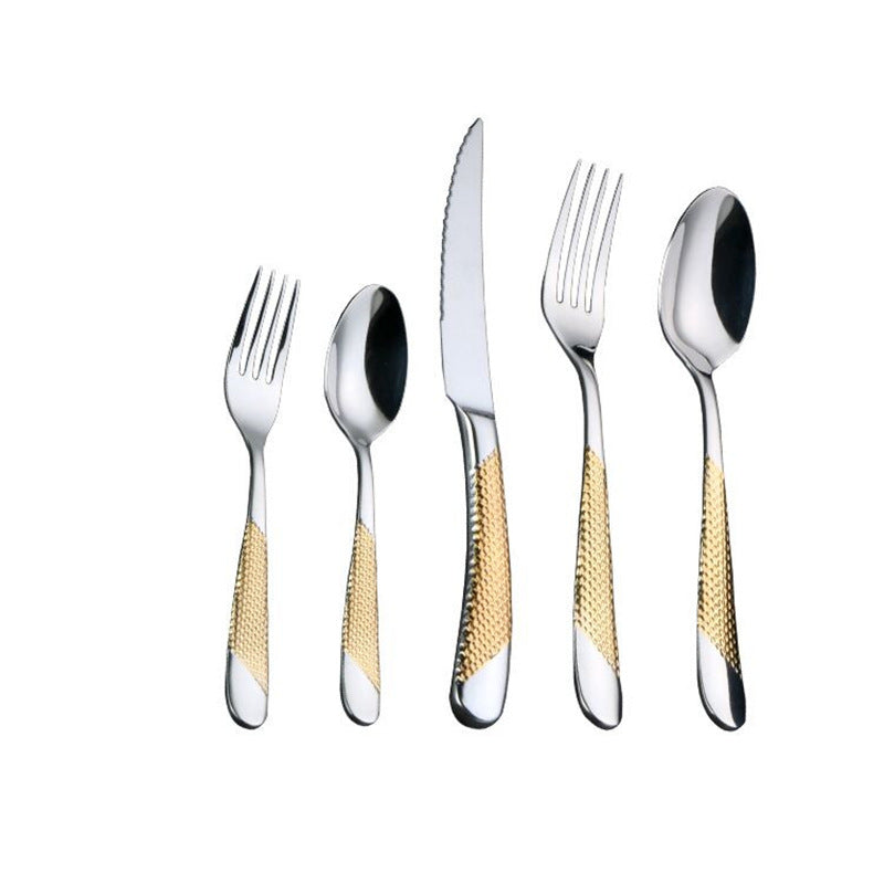Textured 18/10 Stainless Steel Cutlery Set with Diagonal Handle Design
