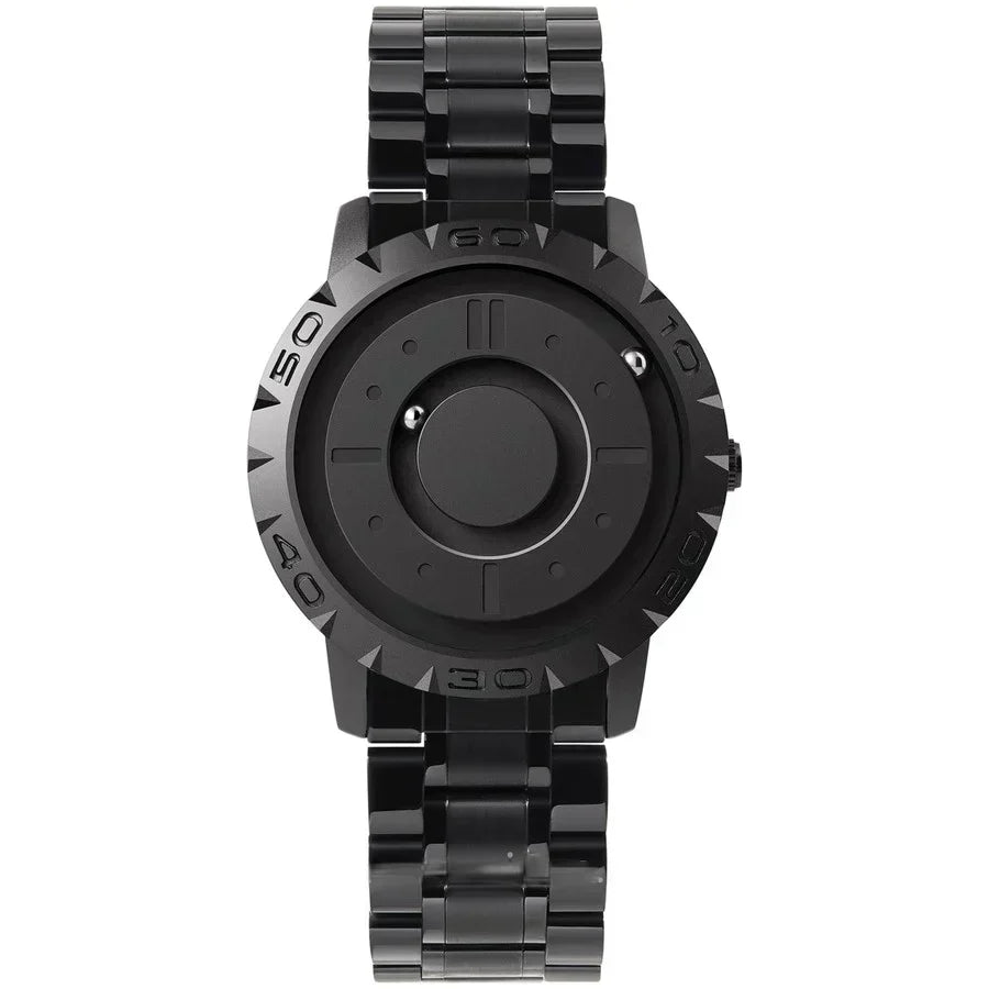 Futuristic Magnetic Ball Watch Stainless Steel Quartz Timepiece Adjustable Milanese Mesh Strap