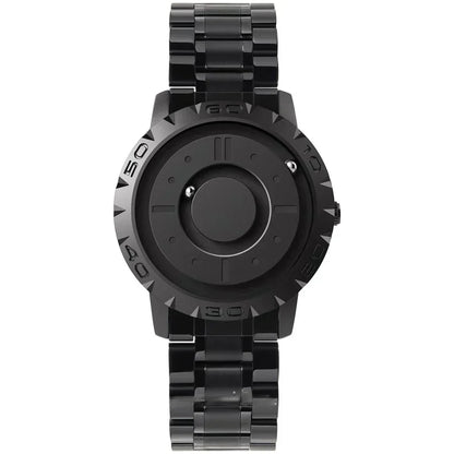 Futuristic Magnetic Ball Watch Stainless Steel Quartz Timepiece Adjustable Milanese Mesh Strap